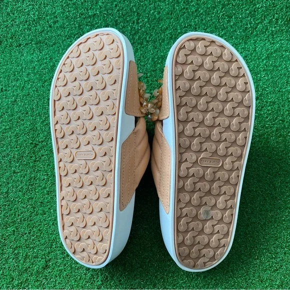 TORY BURCH LOGAN EMBELLISHED SLIDE SANDALS Sz 7 Women’s - Picture 6 of 7